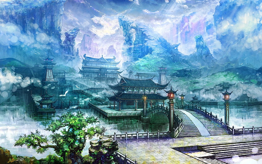 Chinesische Landschaft China Kunstlandschaft - Chinesische Landschafts-Aquarellmalerei, Chinesische Bergmalerei HD-Hintergrundbild