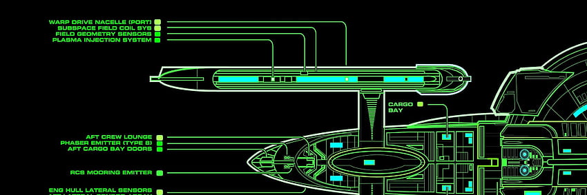 Monitor duplo Star Trek, plano de fundo, monitor duplo verde papel de parede HD