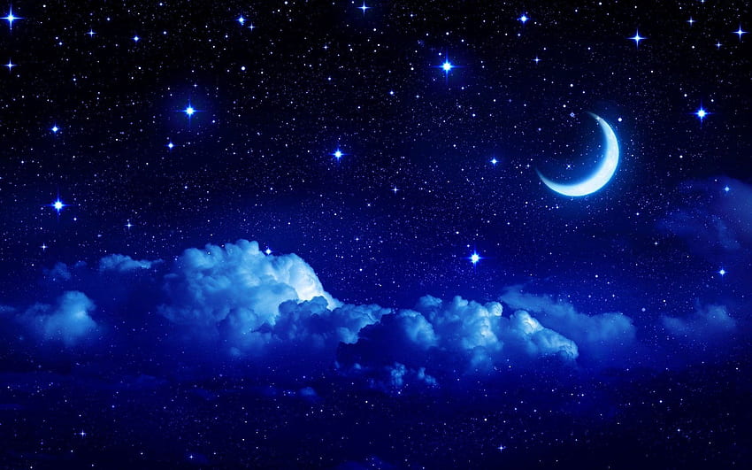 clouds, love, moon, night, romance, sky HD wallpaper