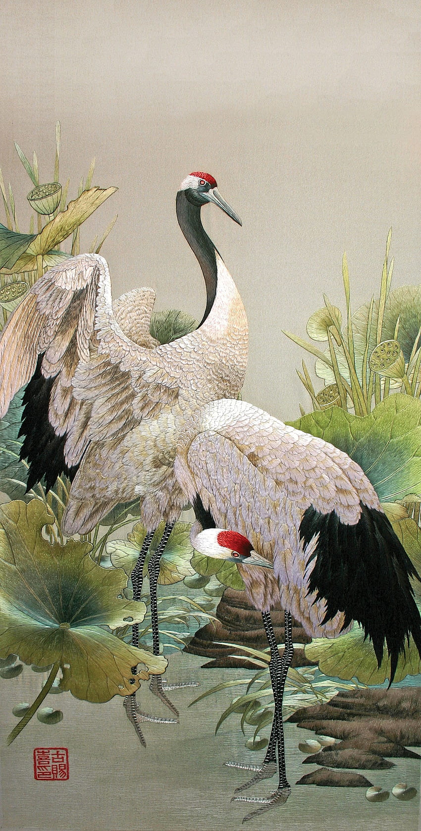 Ähnliches . Kunstwerke. Vogel, japanisch und asiatisch, japanische Kranichmalerei von Vögeln HD-Handy-Hintergrundbild