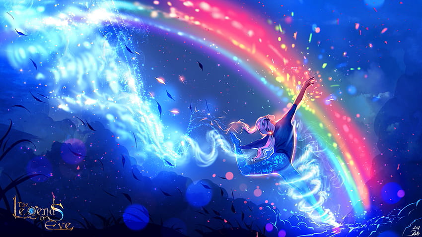 Anime Boy, Rainbow, Dancing for iMac 27 inch, 2560X1440 Rainbow HD wallpaper