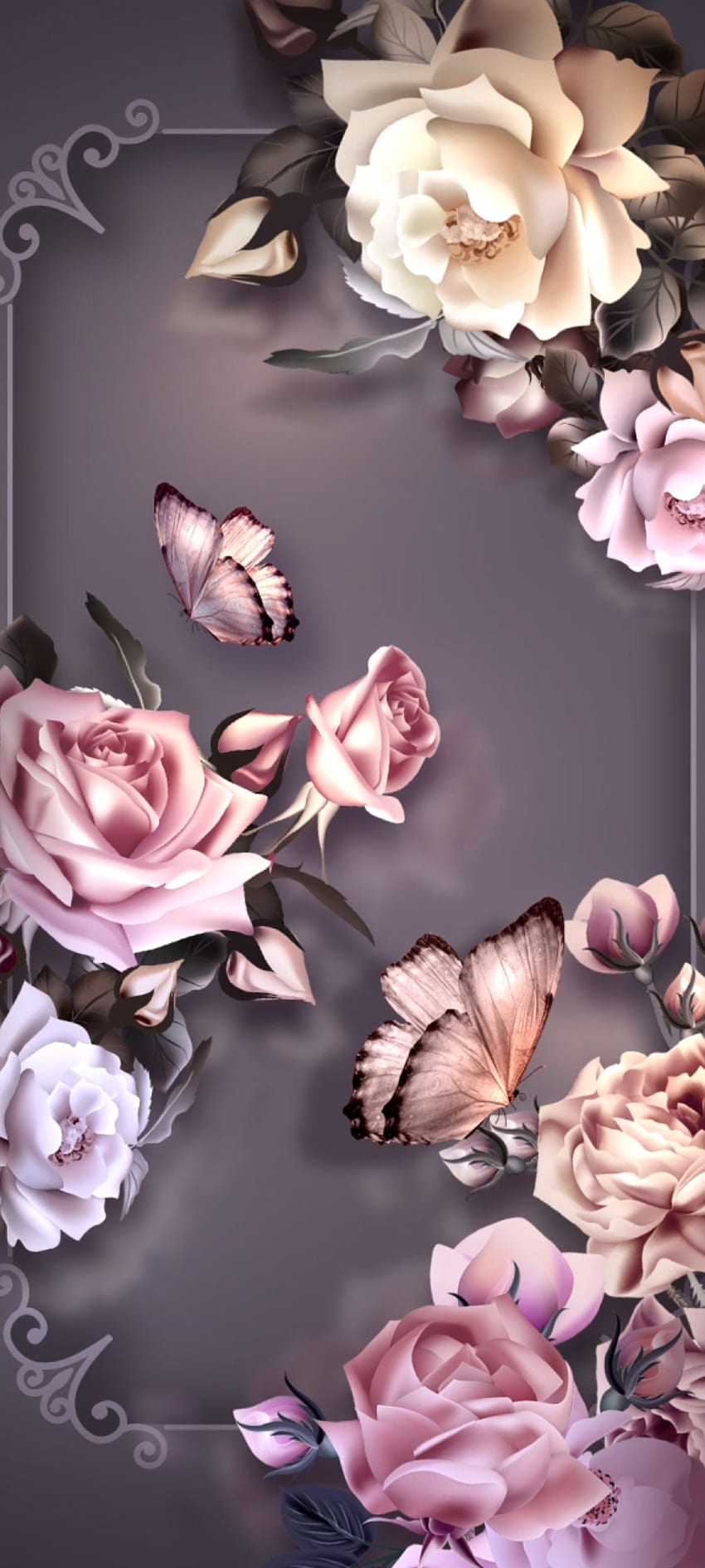 Retro senior flower, beautiful, flowers, petal, nature, butterfly HD phone wallpaper