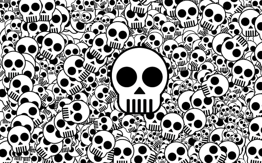 Black and White Skulls, Skeleton Pattern HD wallpaper