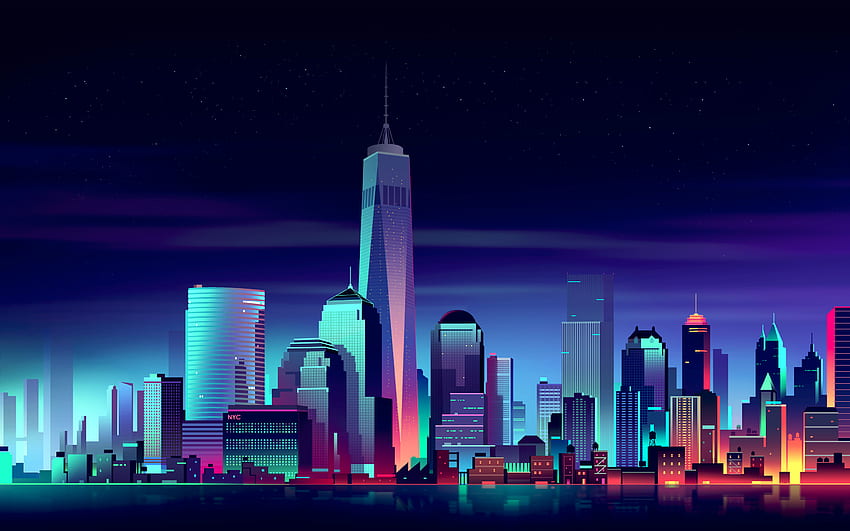 Nowy Jork []. Ilustracja budynku, miasto, budynki miasta, ilustracja Nowego Jorku Tapeta HD