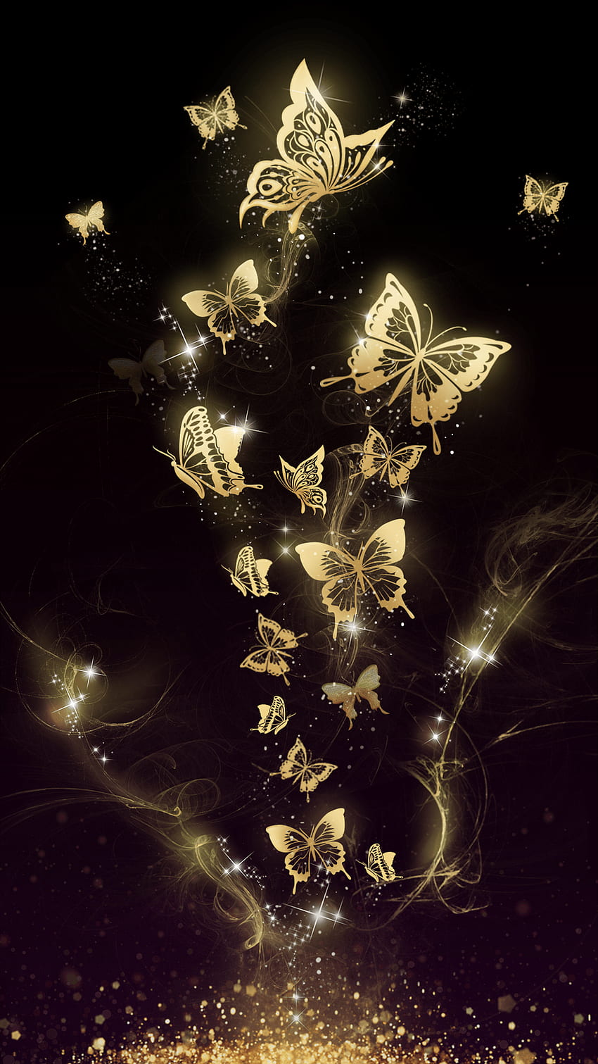Beau papillon doré en direct ! Android en direct, papillon Android Fond d'écran de téléphone HD