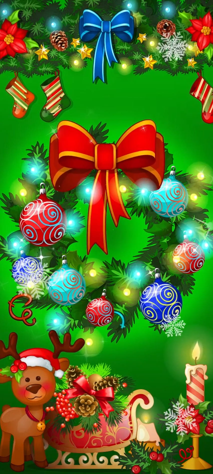 Christmas Wreath, holiday ornament, green, festival, luxury, colorful HD phone wallpaper