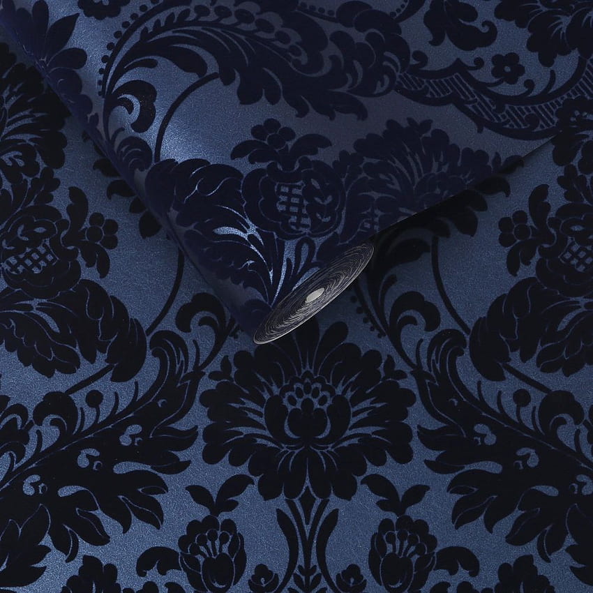 Gothic Damask Flock by Graham & Brown - Cobalt - : Direct, Gothic Room HD phone wallpaper