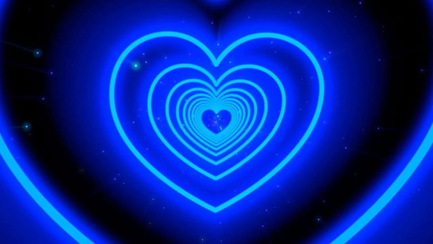Luzes de néon azuis amor coração túnel fundo vídeo coração papel de parede HD