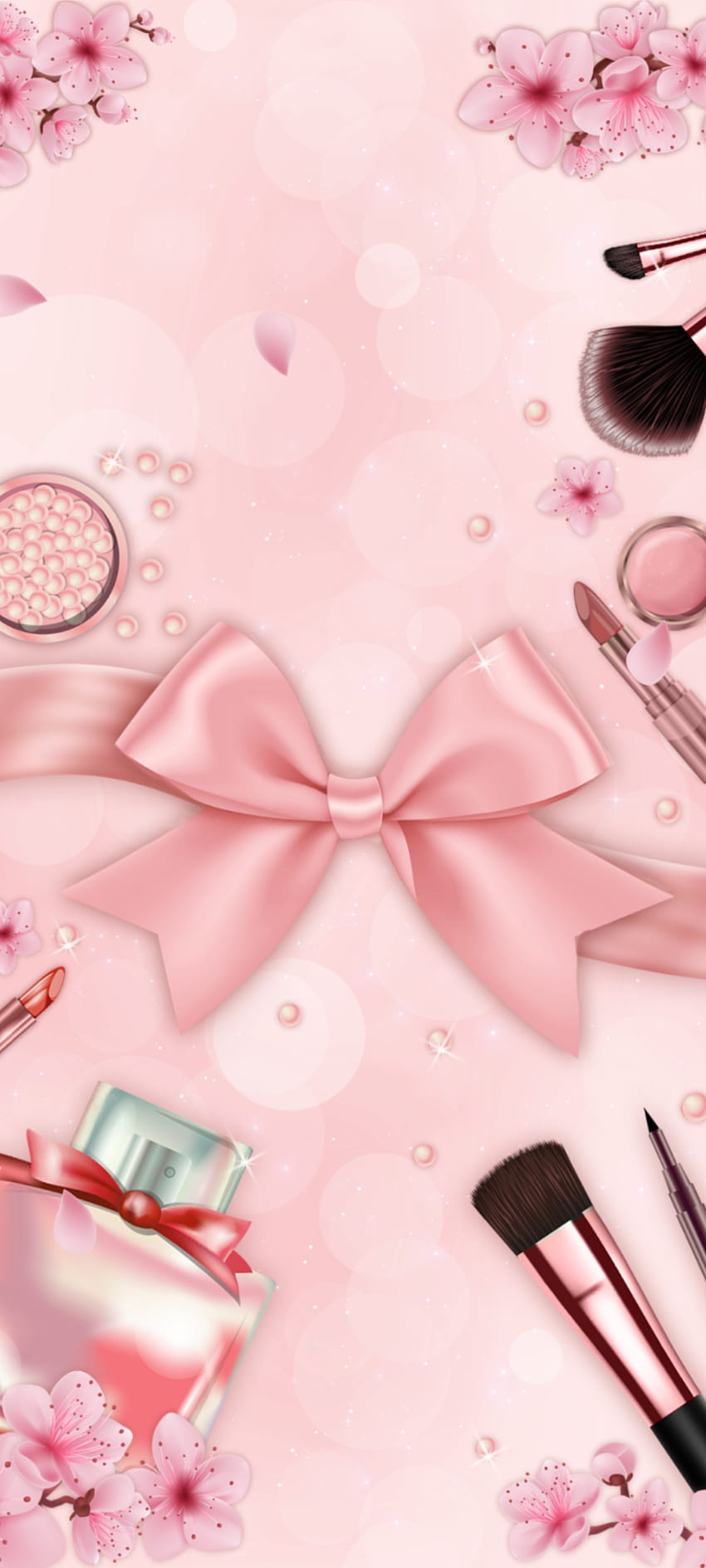 Rose gold Makeup, magenta, pink, Luxury, Ribbon, Premium HD phone wallpaper