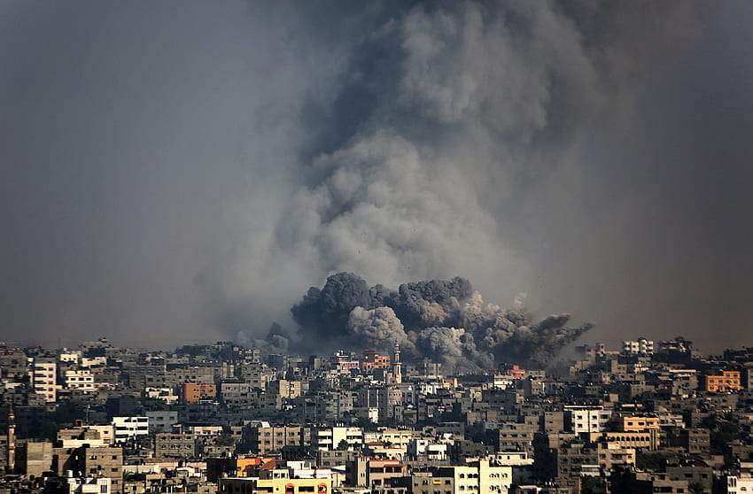 Газа, Палестина, война, дим, разрушение, облаци HD тапет