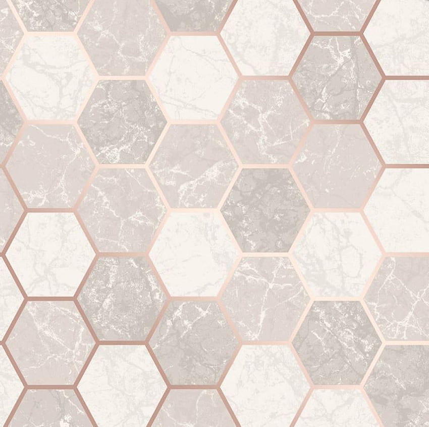 Hexagon Geometric Marble Kitchen Silver Rose Gold Metallic Vinyl Crown HD wallpaper