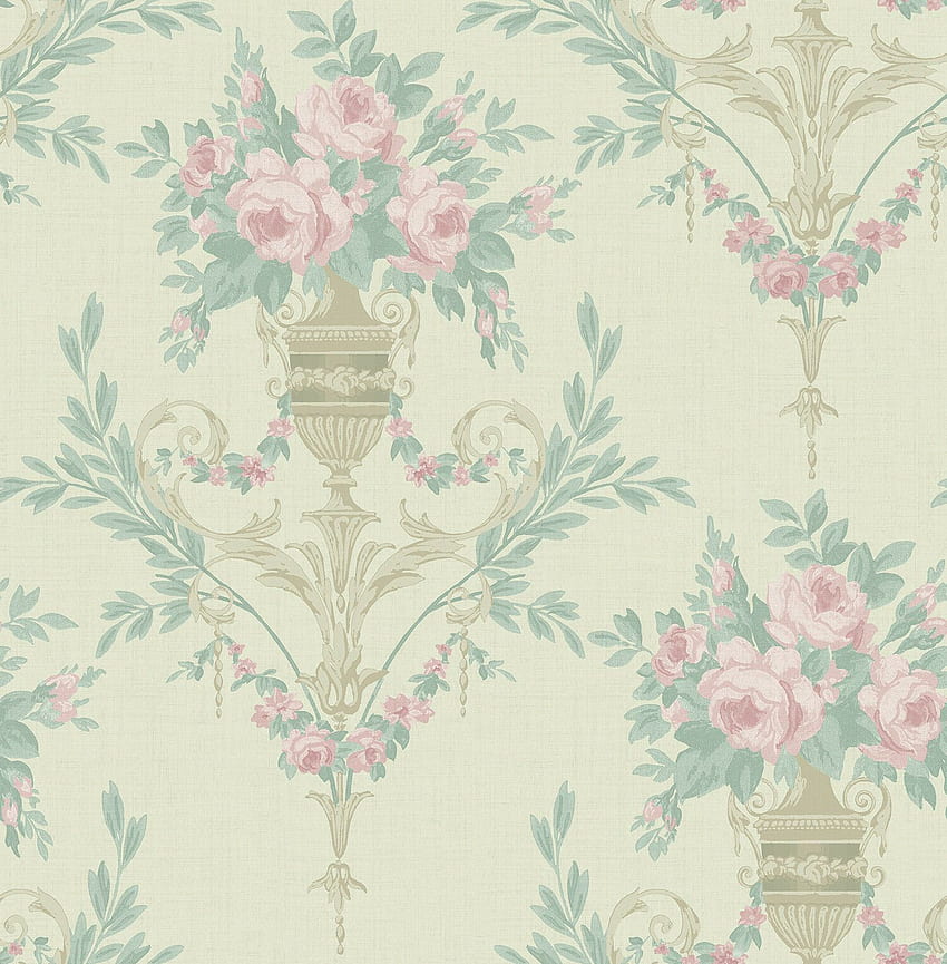 Kwiatowy różowy kremowy brzoskwiniowy zielony styl wiktoriański Vintage LOOK Chinoiserie online, niebieski kwiatowy vintage Tapeta na telefon HD