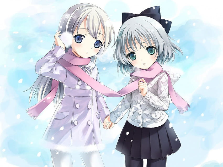 meilleurs amis pour toujours, hiver, anime, neige, fille, manga Fond d'écran HD