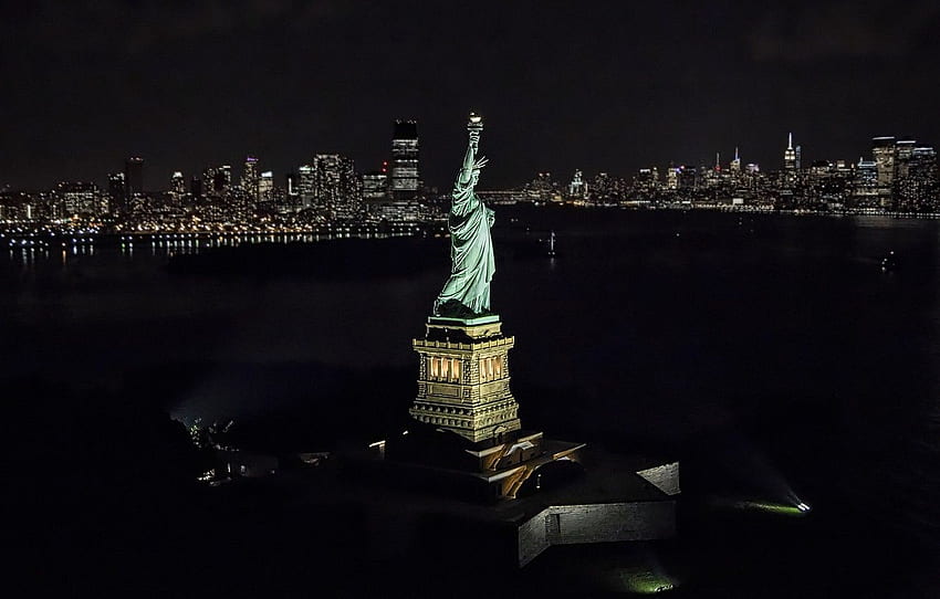 vida, ciudad de nueva york, estatua de la libertad, estatua de la libertad noche fondo de pantalla