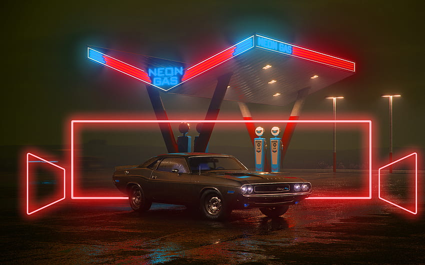 Araba Neon Gece Eski Eski Araba U . Walldump - ve U, Neon Benzin İstasyonu HD duvar kağıdı