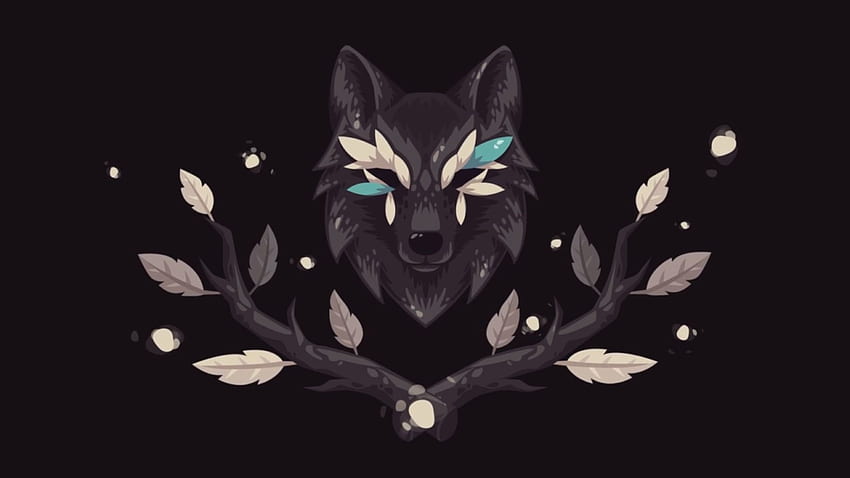 ilustración de zorro negro fondo de pantalla