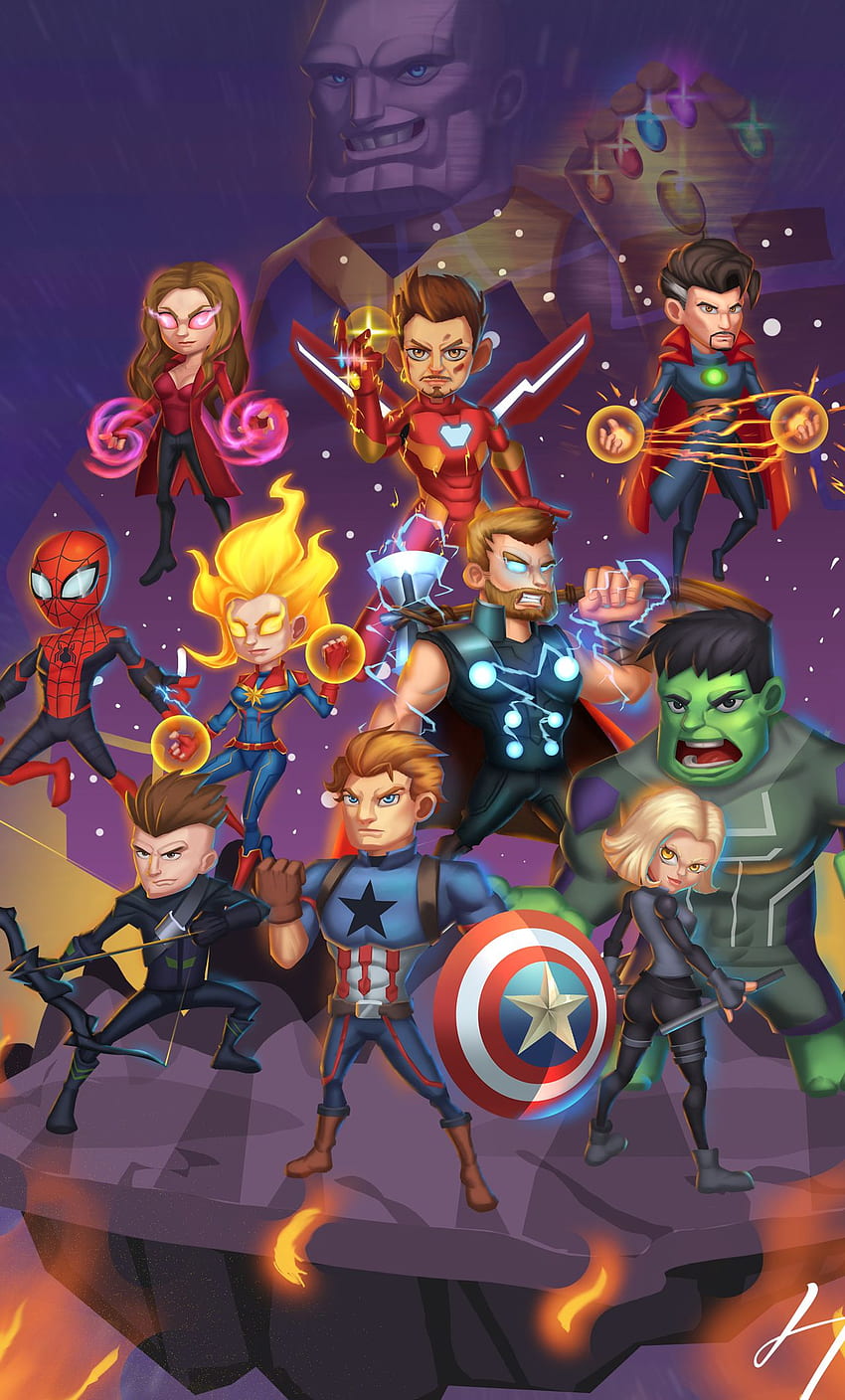 Avengers Endgame Chibi, Marvel Chibi HD-Handy-Hintergrundbild