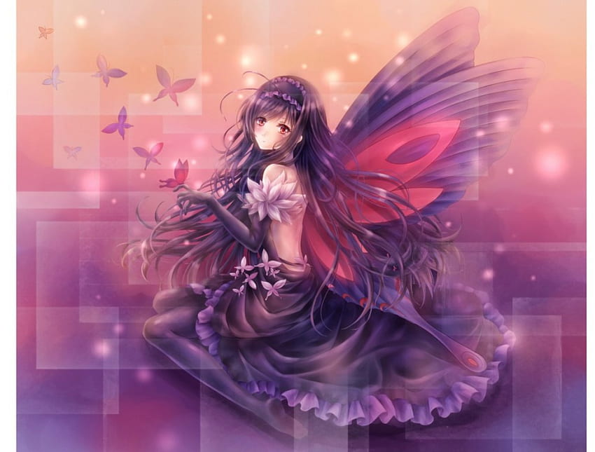 Princesa mariposa, alas, niña, mariposa, fantasía. fondo de pantalla