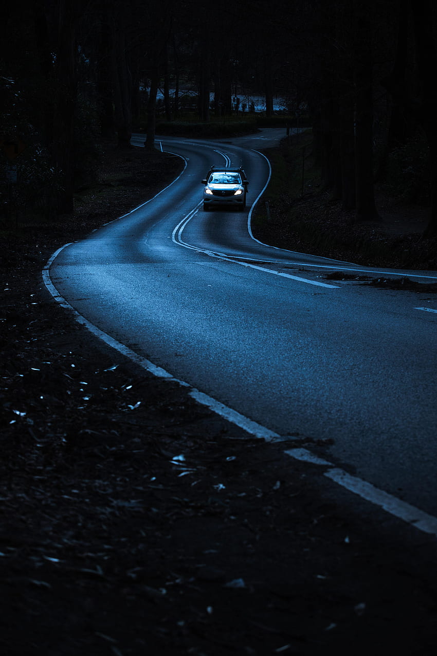 Night, Dark, Road, Car, Winding, Sinuous HD phone wallpaper