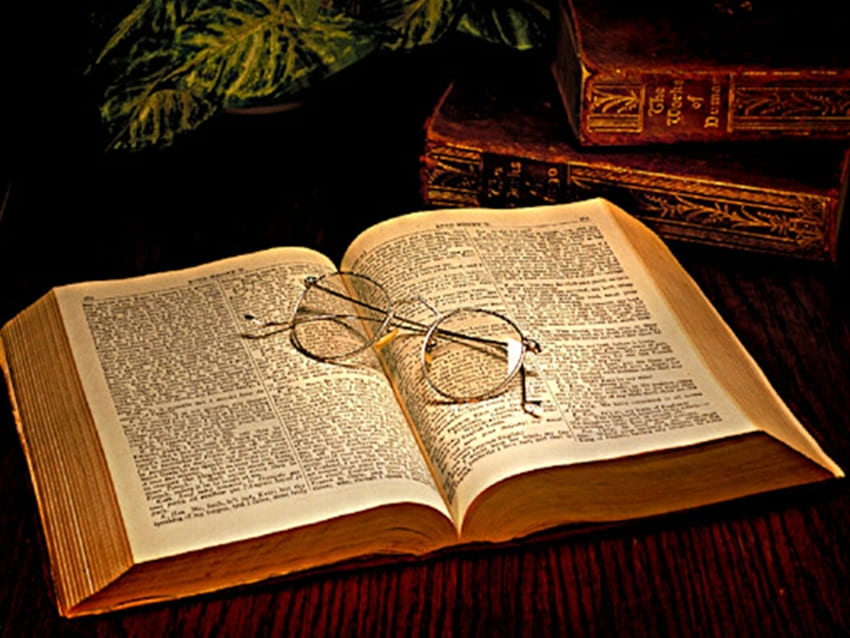 ความรู้ หนังสือ ต้นไม้ นามธรรม แฟนตาซี ศิลปะ แว่นตา โต๊ะเขียนหนังสือ วอลล์เปเปอร์ HD