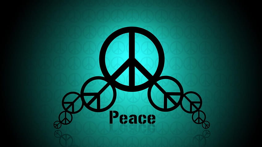 Blue minimalistic peace hippie sign HD wallpaper