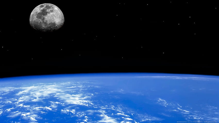 Ziemia - Z Kosmosu Księżyc Horyzont Planeta Ziemia Przestrzeń kosmiczna Tapeta HD