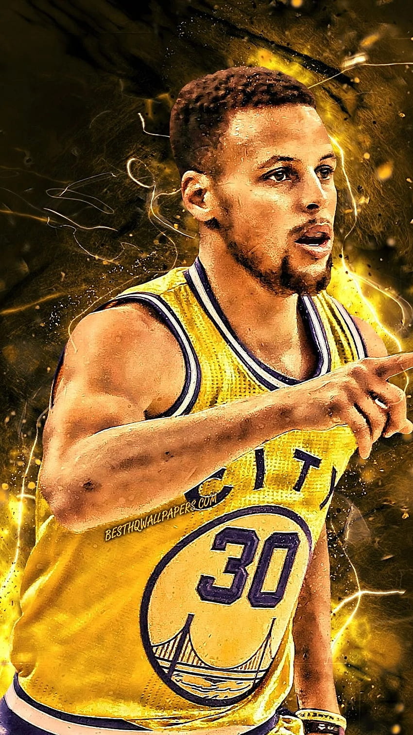 Steph Curry, Yellow, Sketch HD phone wallpaper