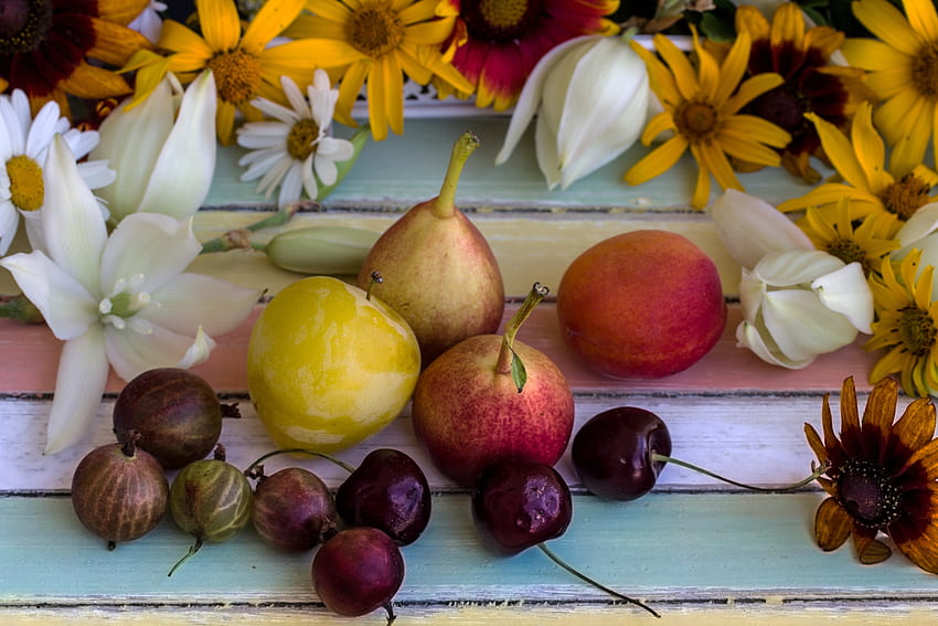 果物, 花, 食べ物, グーズベリー, ナシ 高画質の壁紙