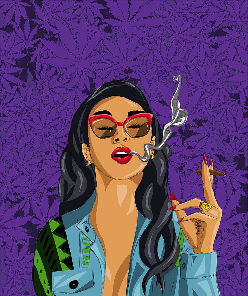 Girl Smoking Weed Cartoon HD phone wallpaper