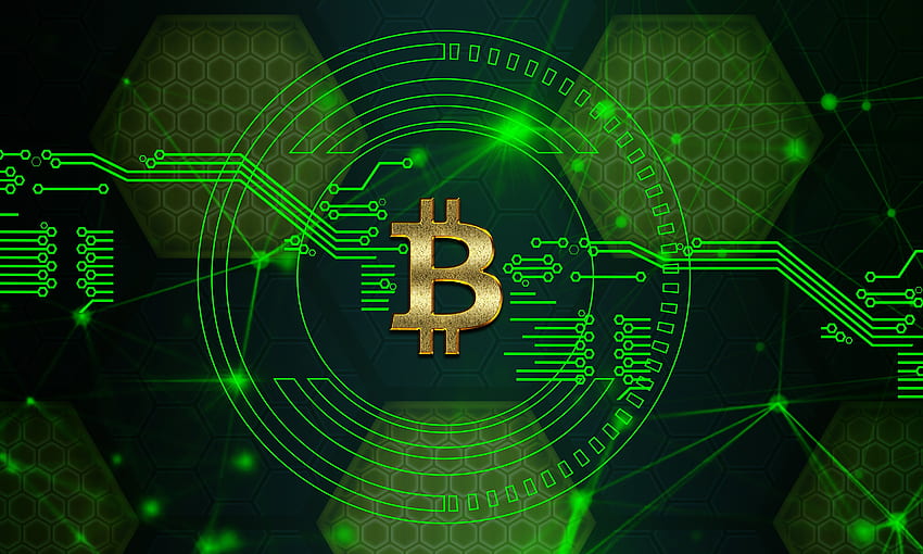 Bitcoin, digital circuit, crypt-currency, art HD wallpaper