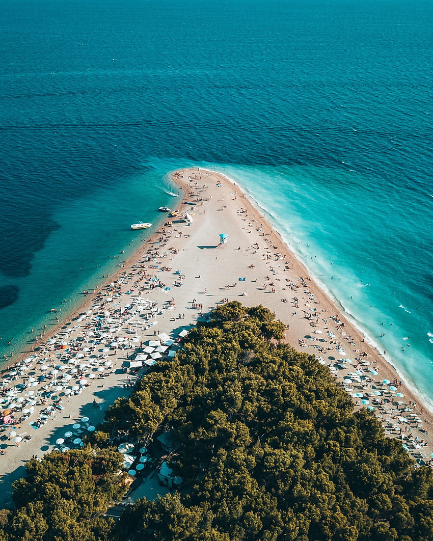 クロアチア航空 - ズラトニ ラット ビーチ - & 背景、クロアチアのビーチ HD電話の壁紙
