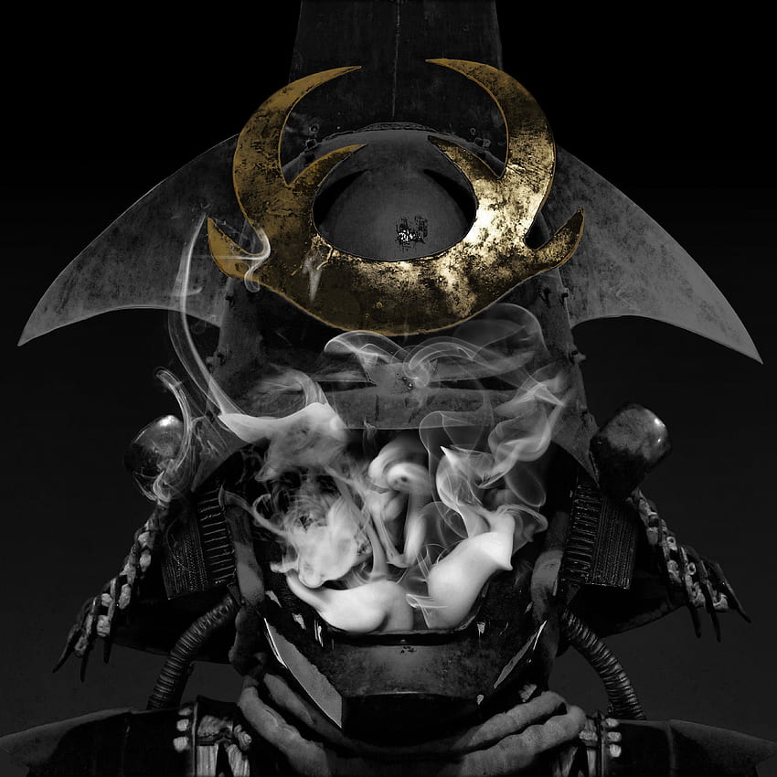 A Gold trimmed black Samurai mask. : pics, Scary Samurai HD phone wallpaper
