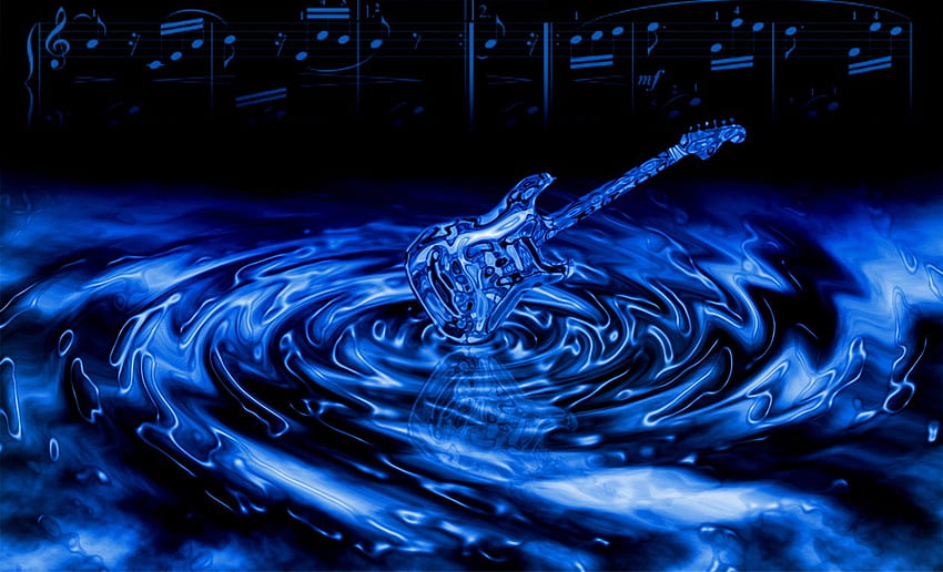 Guitar Blue Water Effect Chitarra elettrica [] per il tuo cellulare e tablet. Esplora con effetti sonori. Cascata con suono Sfondo HD