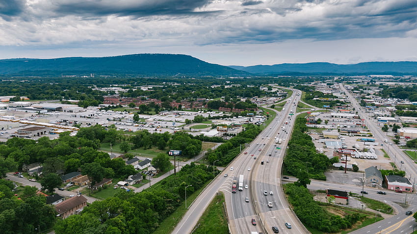 Tennessee, Chattanooga, Aerial View, Traffic HD wallpaper