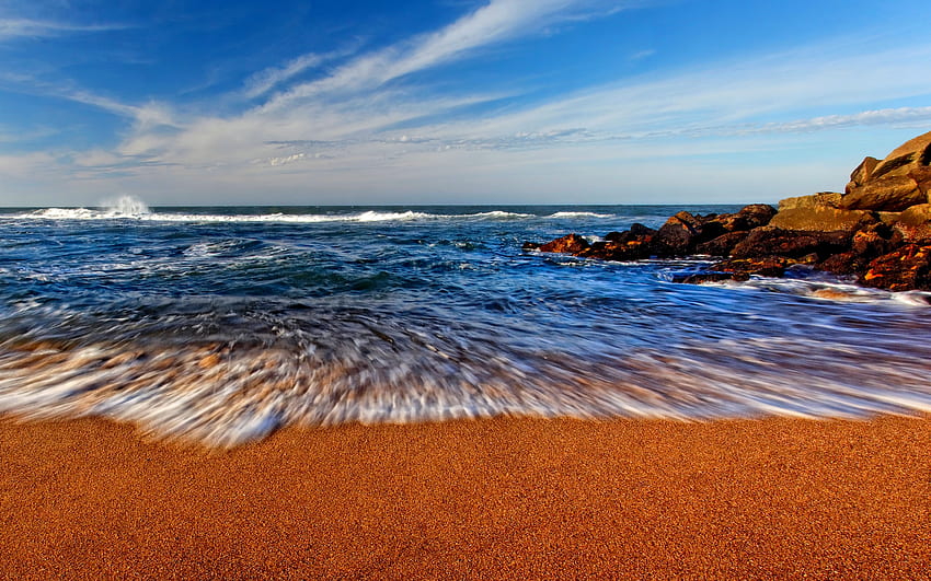 ATLANTIC BEAUTY, atlantic, ocean, rock, stones, beach HD wallpaper