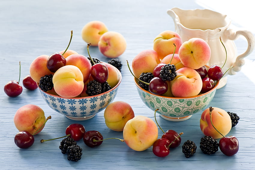 Cherry Manis, Makanan, Peralatan Makan, Blackberry, Aprikot Wallpaper HD
