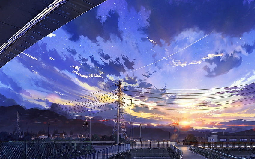 Anime Landscape, Scenery, Clouds, Stars, Buildings for MacBook Pro 13 inch,  2560X1600 HD wallpaper | Pxfuel