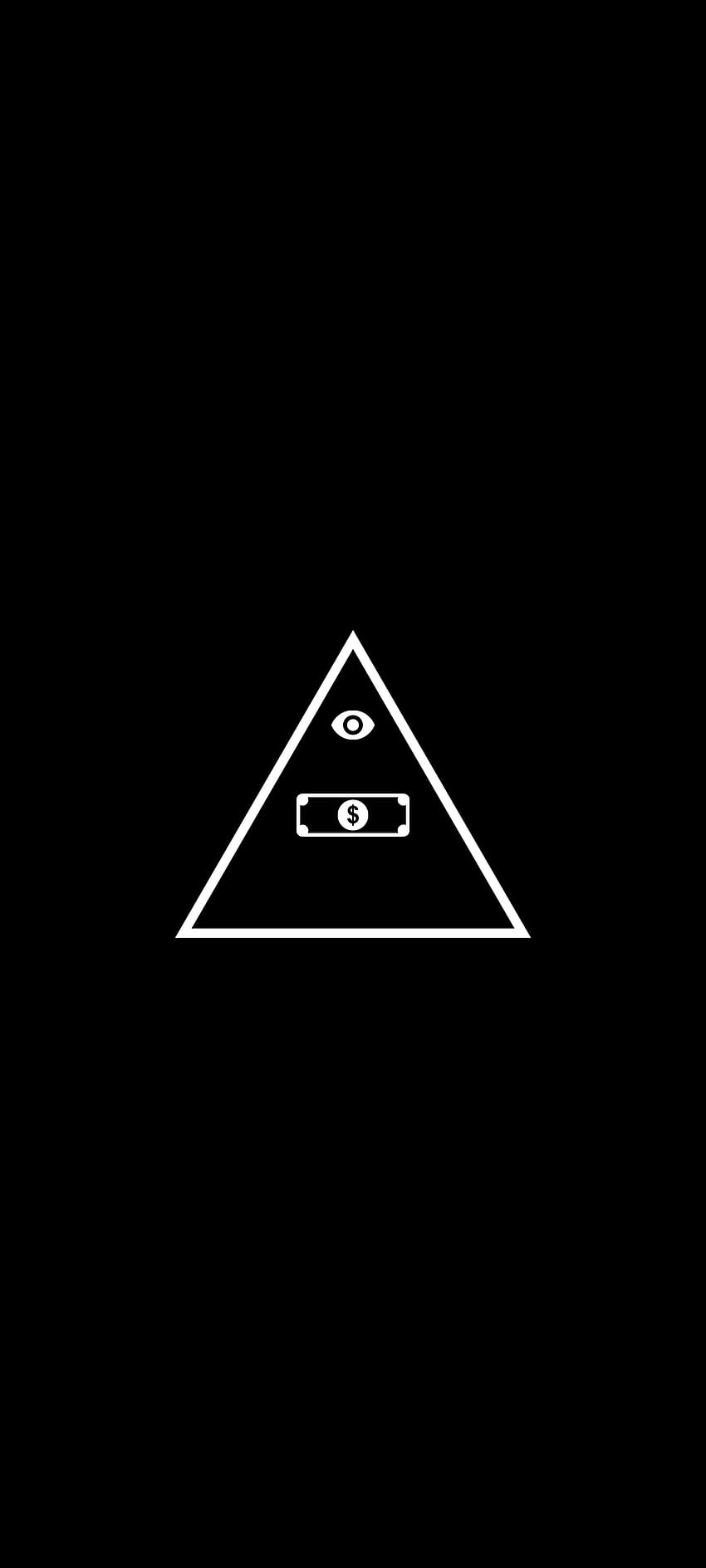 Poder del dinero, ojo, illuminati, proyecto de ley, ojo del diablo, triángulo, dólar fondo de pantalla del teléfono