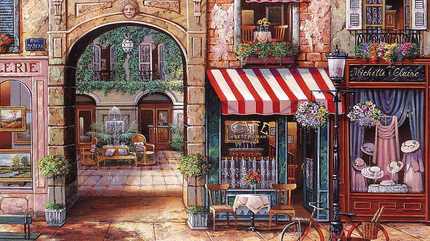 Paris Cafe . City painting, Art, Painting HD wallpaper