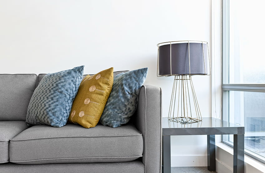 Design, Lamp, Sofa, Pillows, Cushions, Combination HD wallpaper