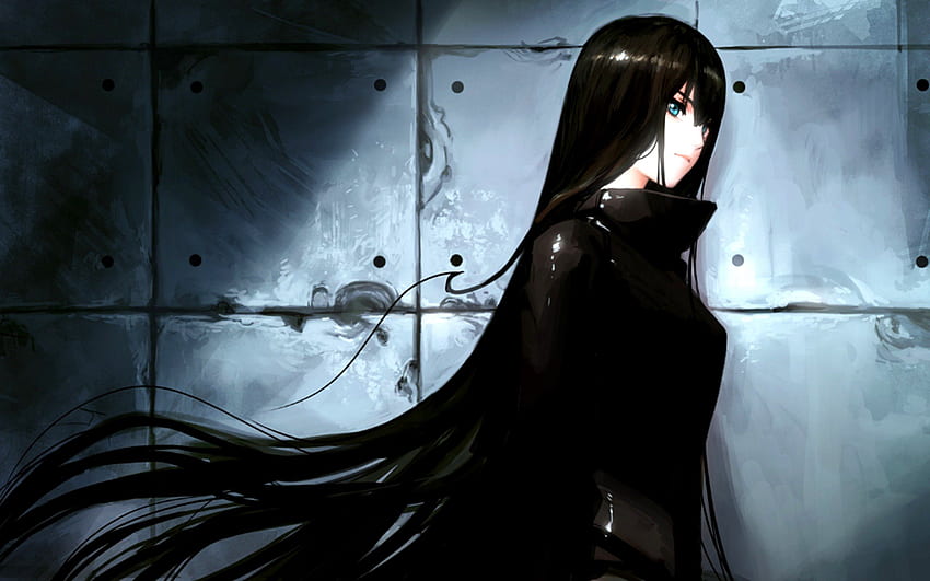 Garota de anime gótico, garota, roupas pretas, anime, cabelo preto papel de parede HD