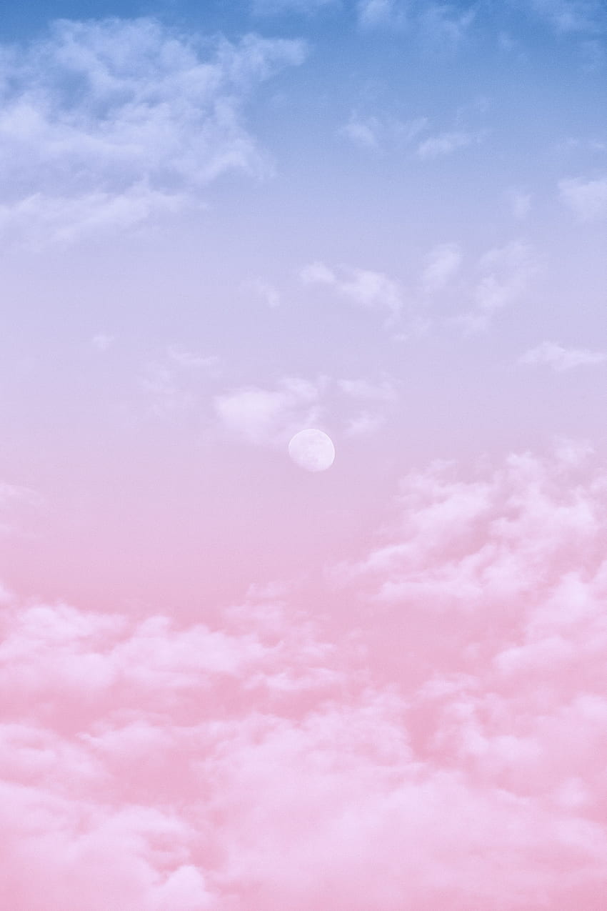ピンクとブルーの雲の中の白い雲 · ストック HD電話の壁紙