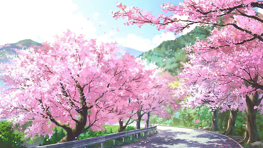 ซากุระ. อะนิเมะ Pemandangan, Latar belakang, Pemandangan, Anime Spring Scenery วอลล์เปเปอร์ HD