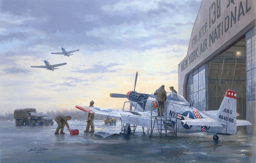 war, art, painting, aviation, ww2, P 51 Mustang for , section авиация, P51 HD wallpaper