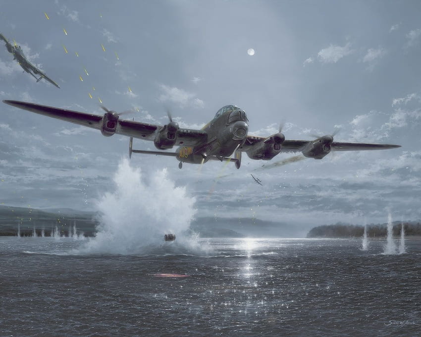 рисунка, британски самолети, бомбардировач ланкастър, , война, изкуство, dambusters, ww2 34326 HD тапет