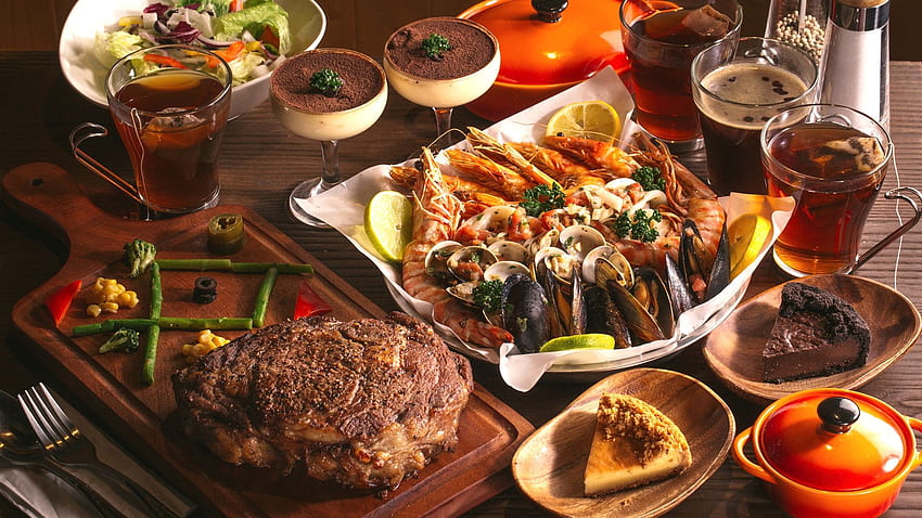 Gekochtes Fleisch, Barbecue, Garnelen, Schalentiere, Meeresfrüchte, Gourmet, Fancy Food HD-Hintergrundbild