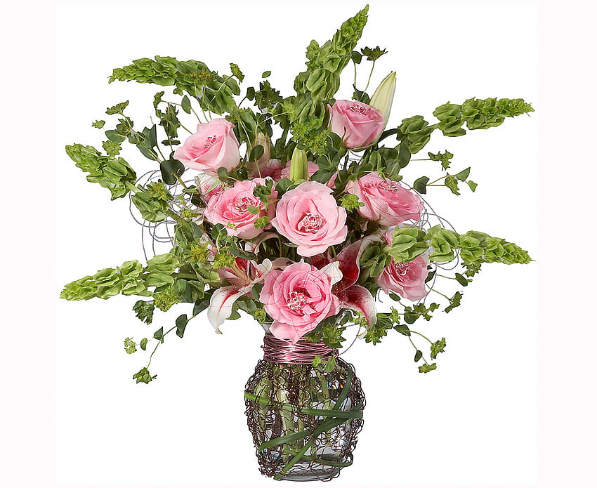 buket, lemah lembut, graphy, bagus, mawar, bunga, , mawar, harmonis, vas, indah, bunga bakung, anggun, merah muda, keren, bunga, lili Wallpaper HD