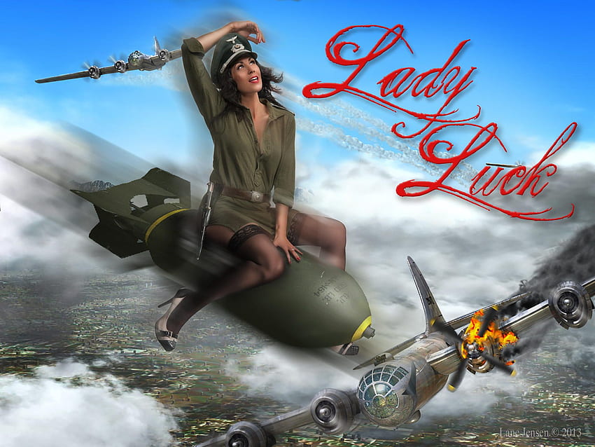 gráfico Lady Luck Pinup Bomb Girl por Lane Jensen en 500px, Patriotic Pin Up Girl fondo de pantalla