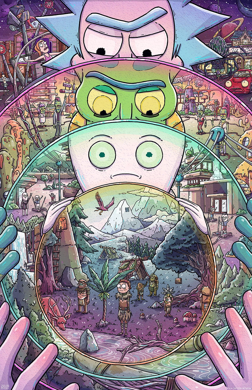 El fan art de Rick y Morty de The Ricks Must Be Crazy de Taylor Rose. Cartel de rick y morty, Rick i morty, Rick y morty, Crazy Artwork fondo de pantalla del teléfono