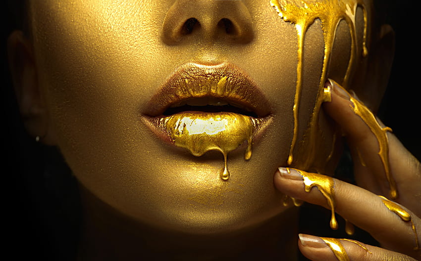 Makeup Face Girls Gold color Lips HD wallpaper